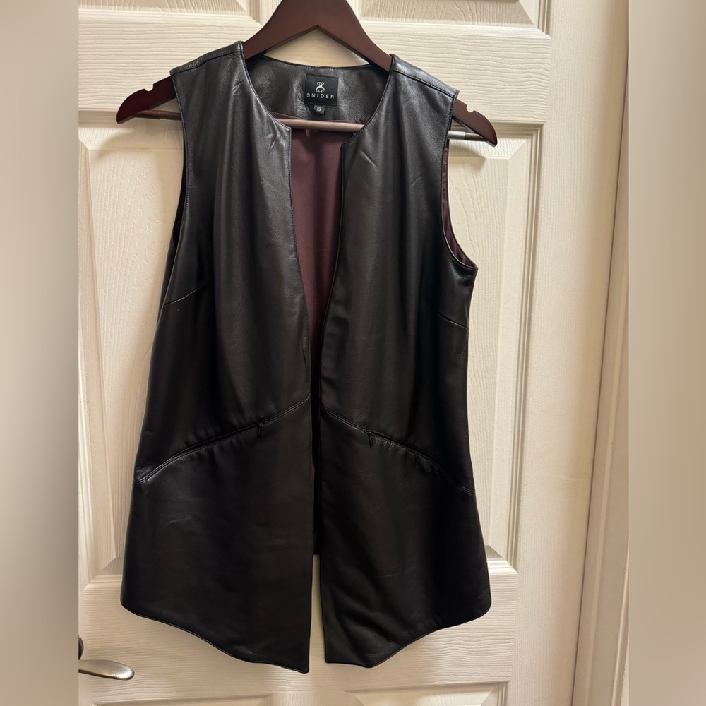 Snider Collection Lambskin Leather Vest - Chocolate Brown, Size S